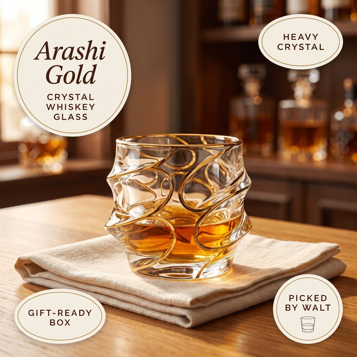 Japanese Crystal Whiskey Glass – Arashi Gold