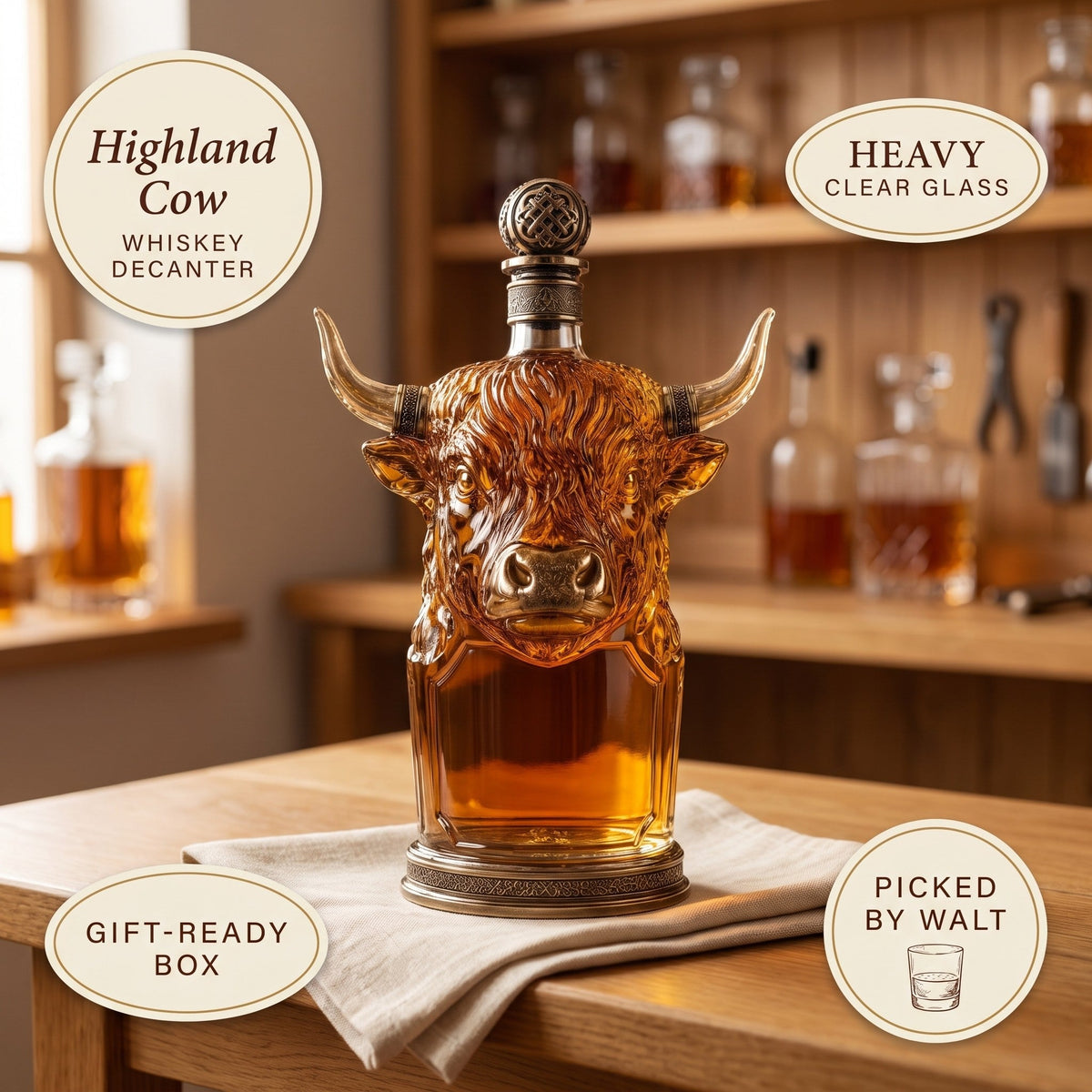 Whiskey Decanter – Highland Cow