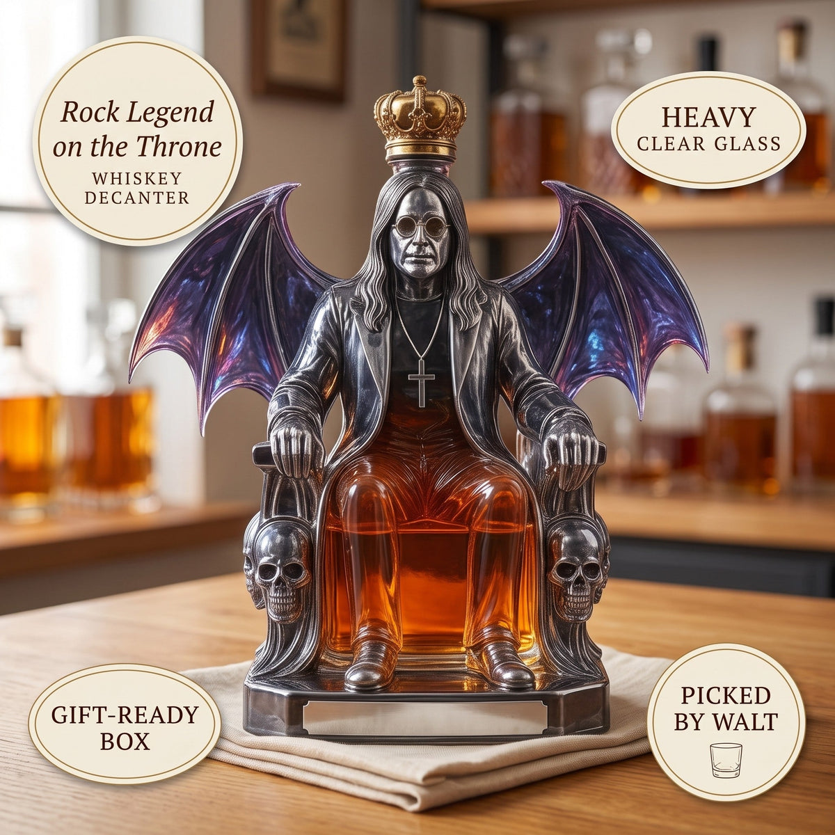 Whiskey Decanter – Rock Legend on the Throne