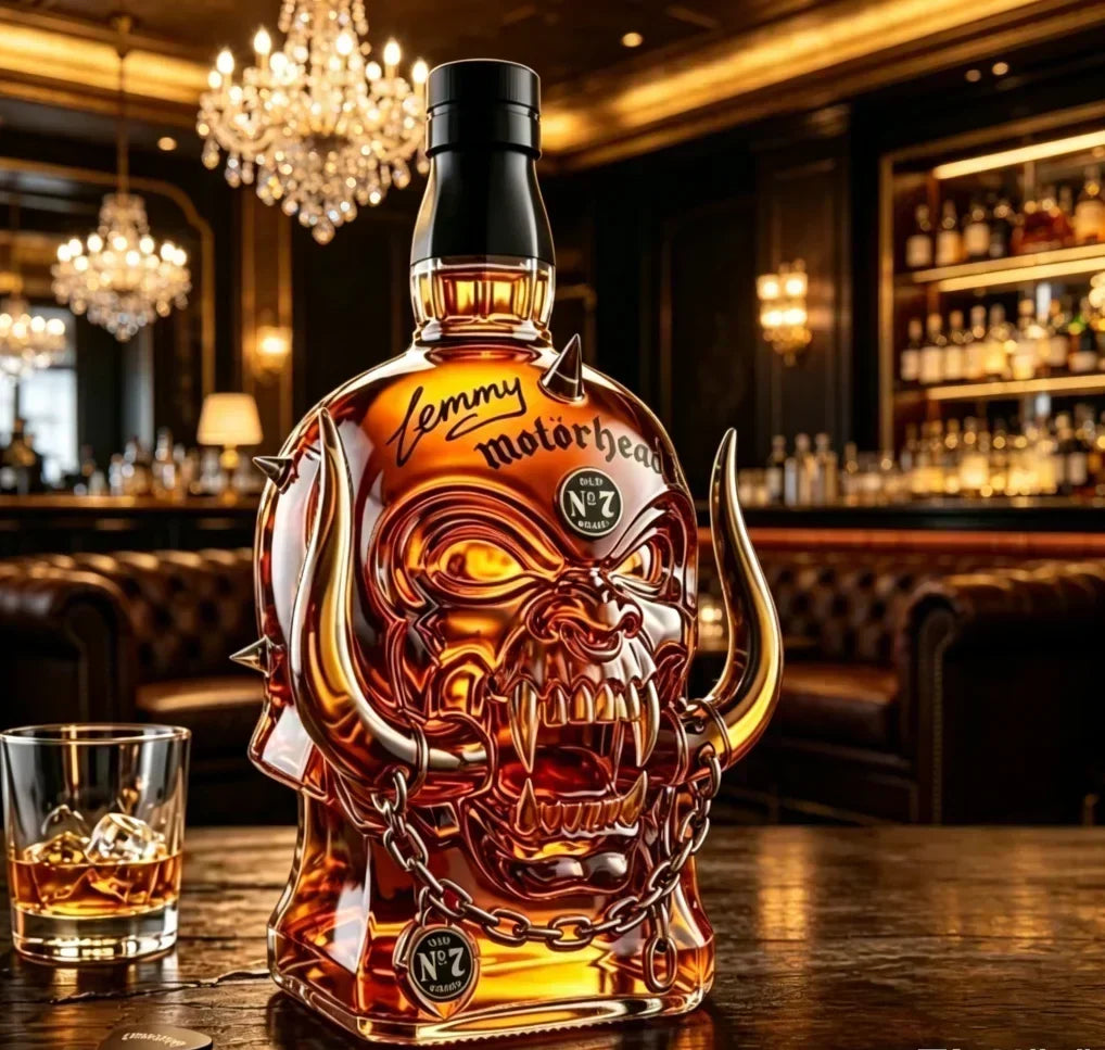 Whiskey Decanter – Antlered Skull