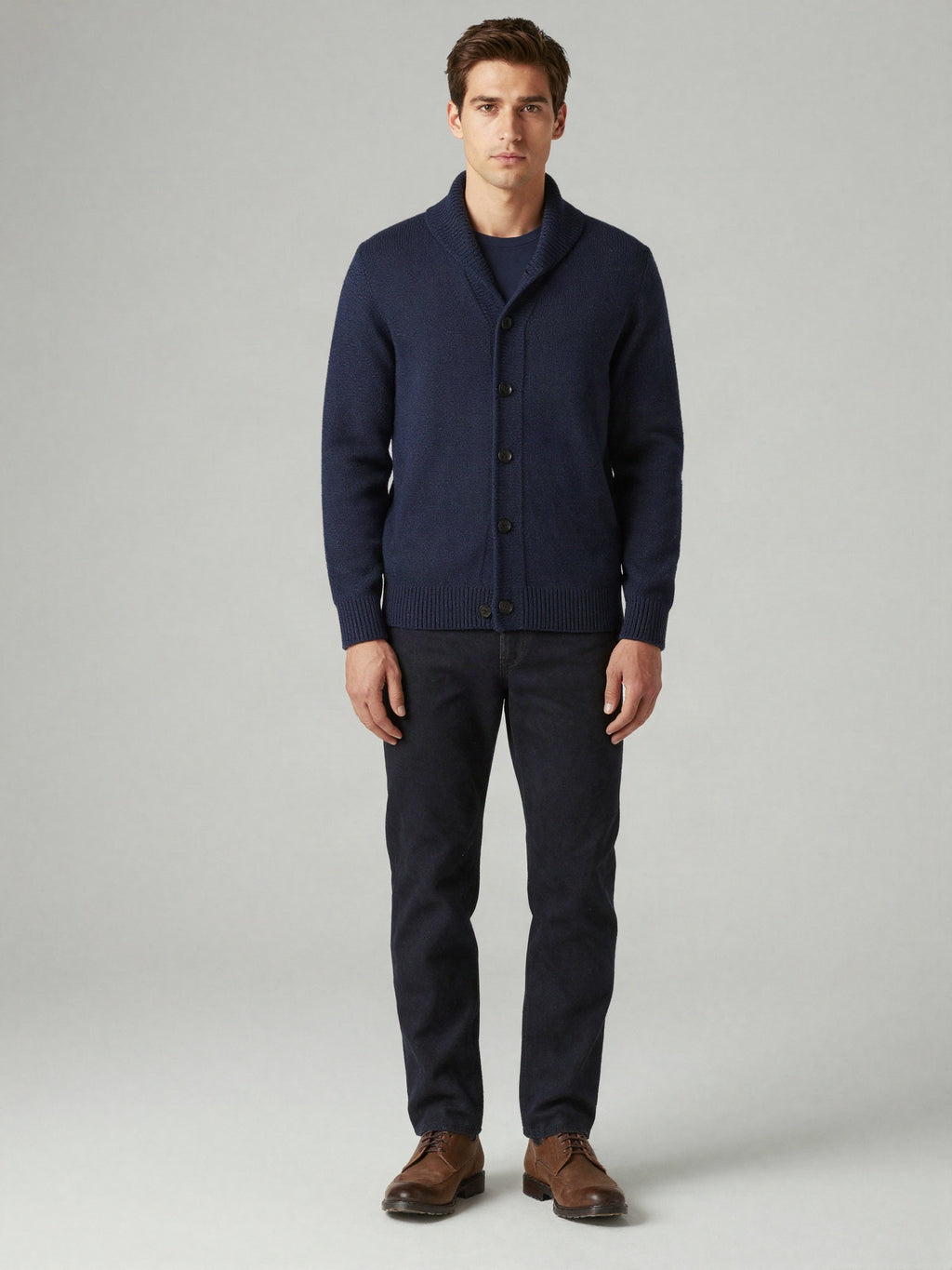 Anverth - Button Front Knit Cardigan with Ribbed Trim