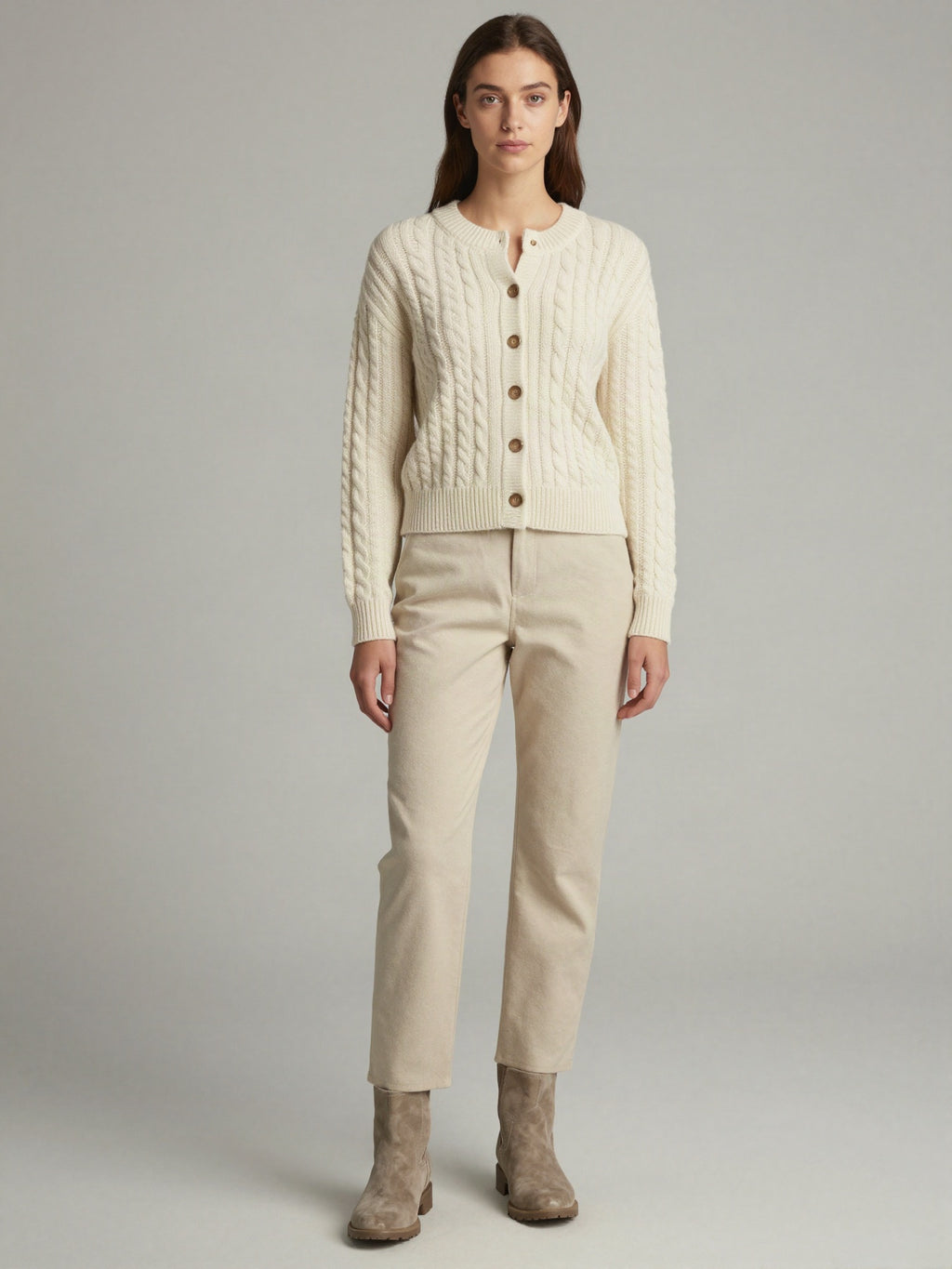 Delsanne - Cable Knit Cardigan with Button Front
