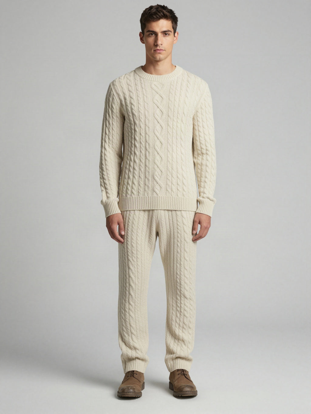 Elmshaw - Cable Knit Sweater with Saddle Shoulders
