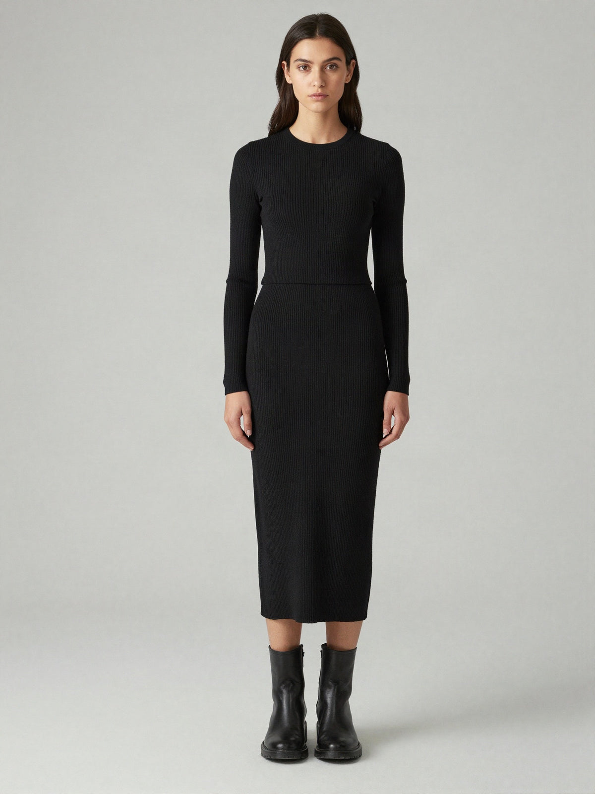 Faverne - Matching Ribbed Top and Skirt Set