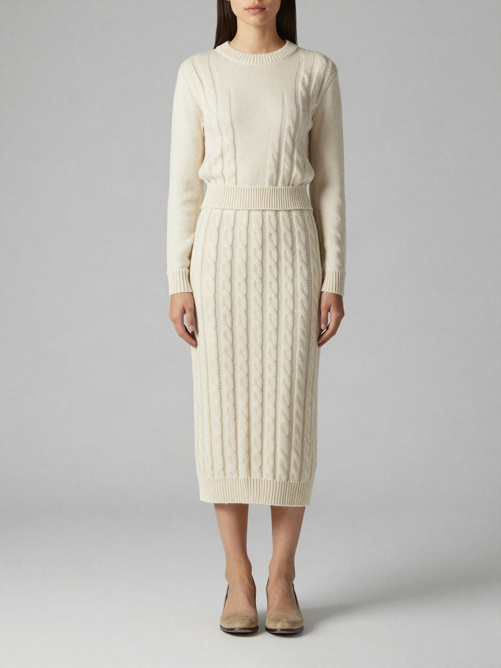 Ferrowyn - Cable Knit Column Skirt