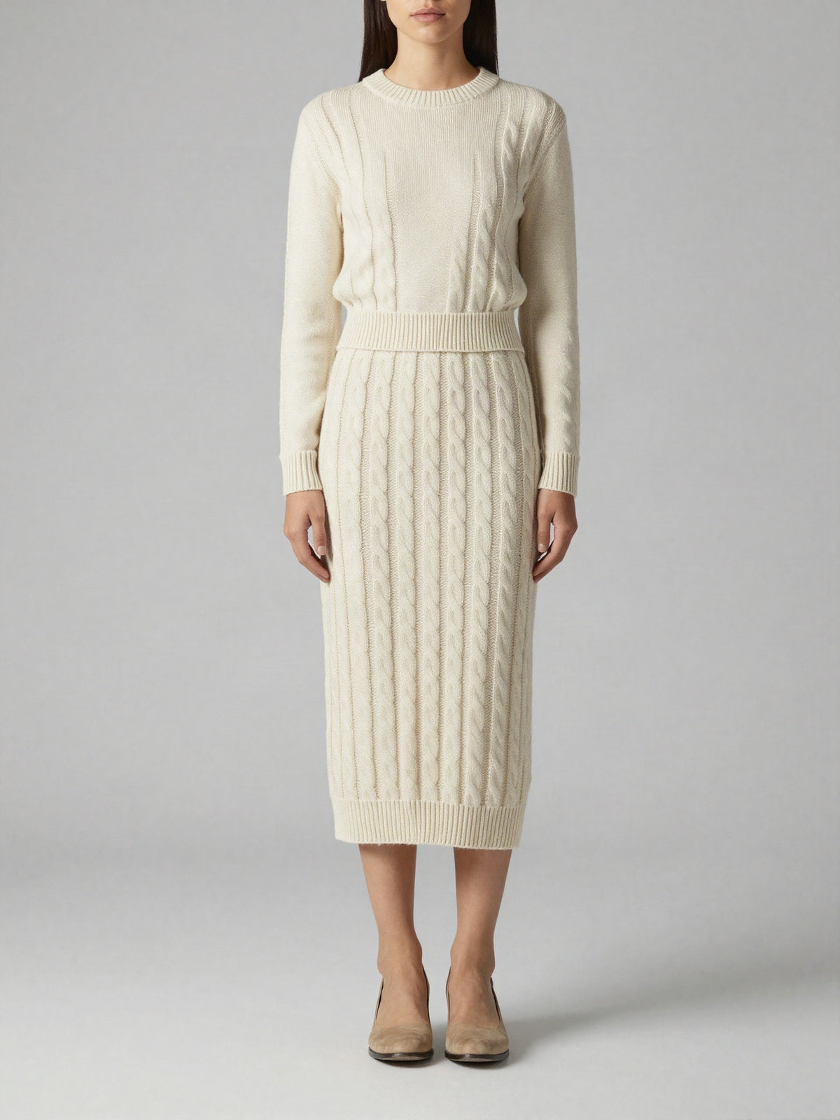 Ferrowyn - Cable Knit Column Skirt