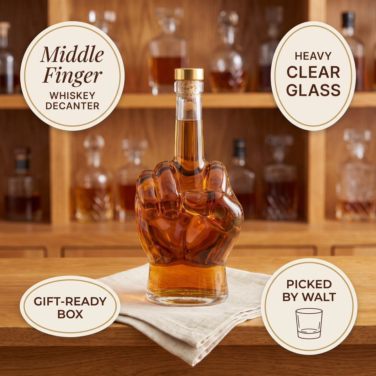 Whiskey Decanter – Middle Finger