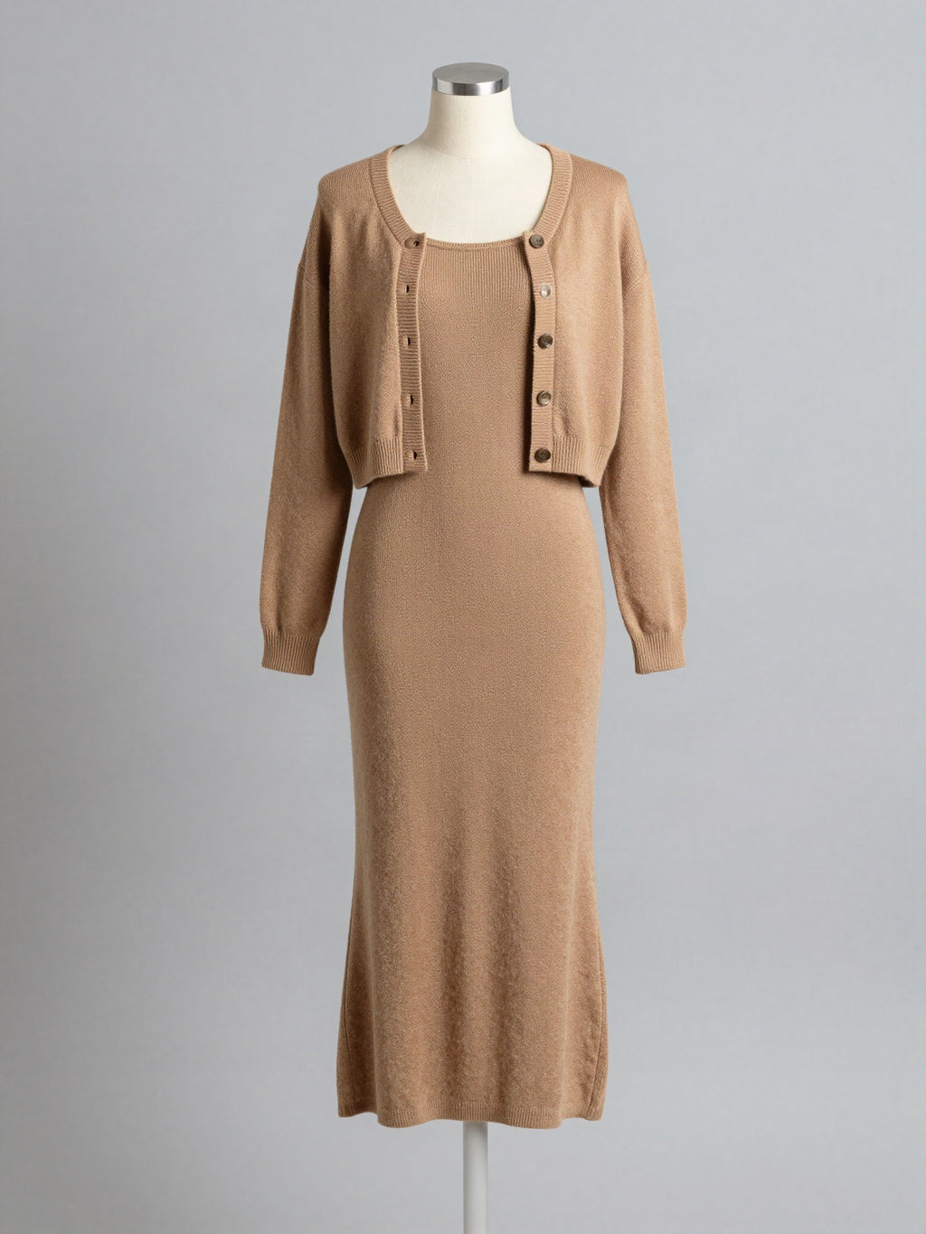 Marvanne - Sleeveless Knit Dress and Cardigan Set