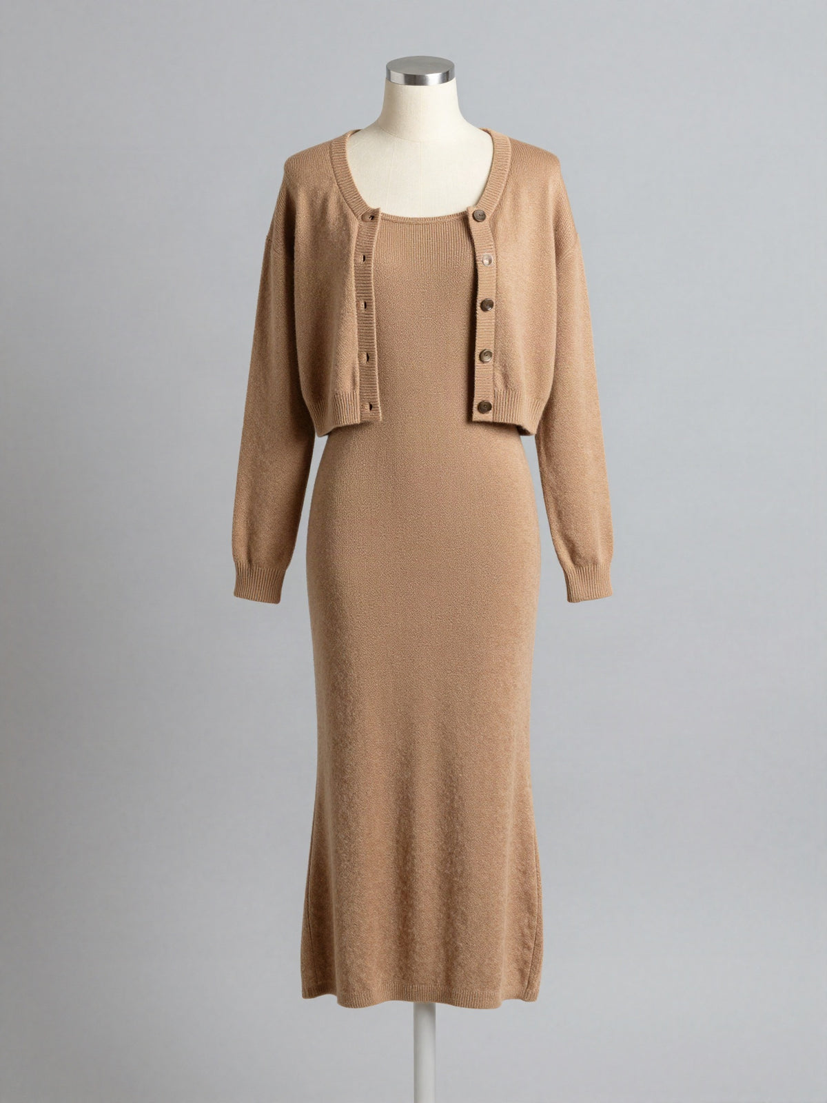 Marvanne - Sleeveless Knit Dress and Cardigan Set