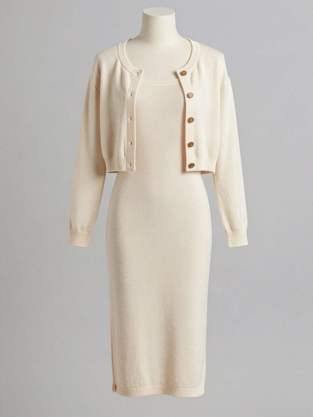 Marvanne - Sleeveless Knit Dress and Cardigan Set