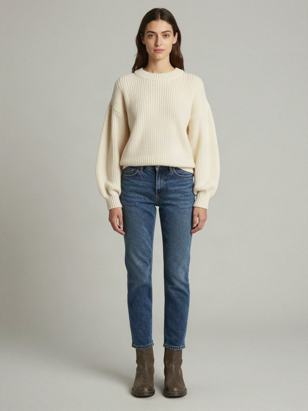 Rasvelle - Chunky Knit Sweater with Balloon Sleeves